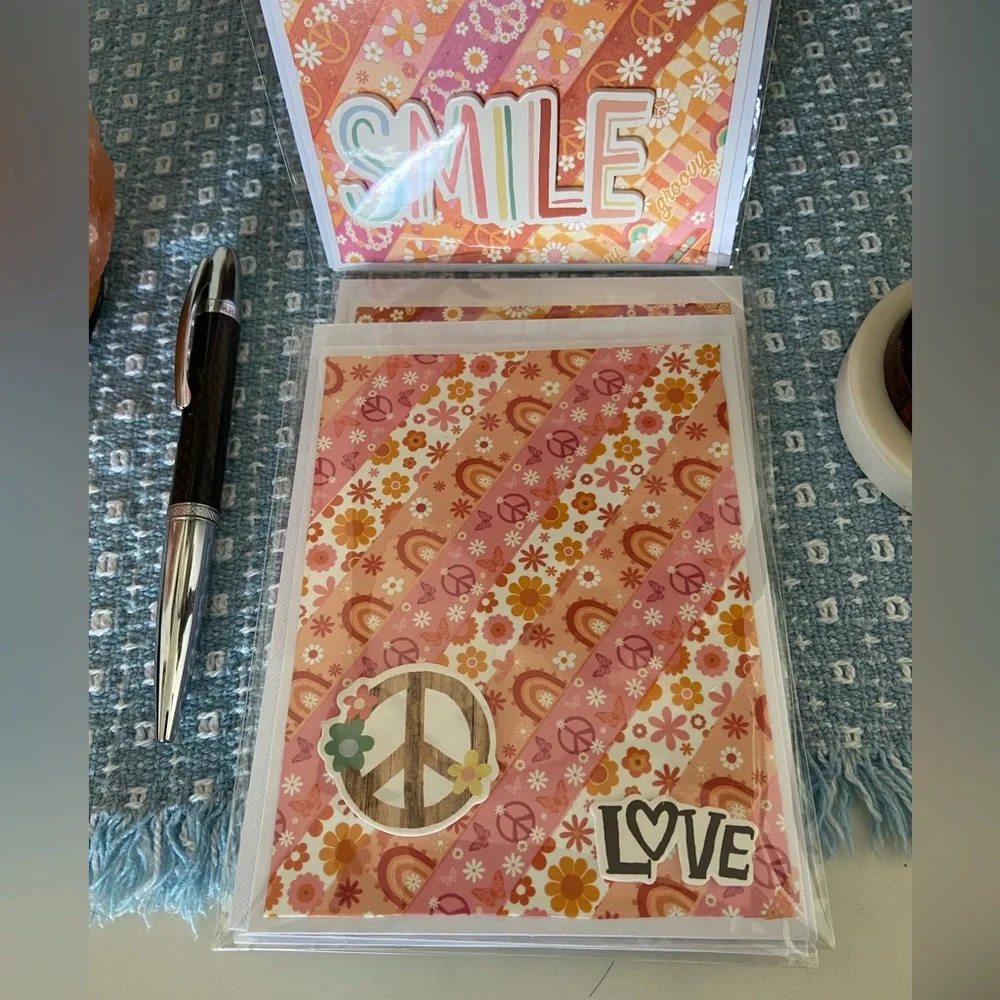 Handmade Boho Vibes Note Cards Set of 4 New In Package